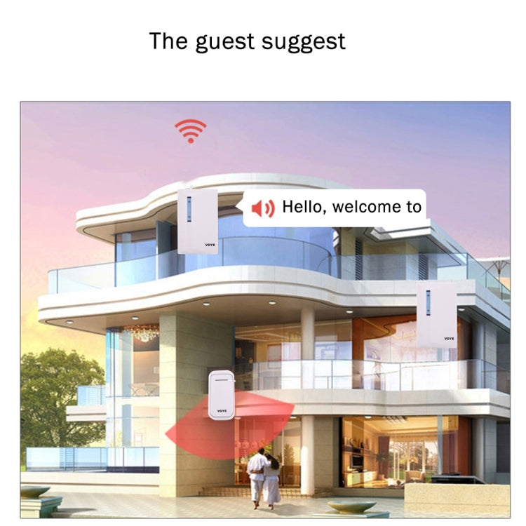 VOYE V015F2 Wireless Smart Music Home Doorbell with Dual Receiver, Remote Control Distance: 120m (Open Air), V015F2 VOYE V015F2 Wireless Smart Music Home Doorbell with Dual Receiver, Remote Control Distance: 120m (Open Air), V015F2